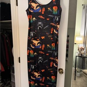 Vintage Y2K Bodycon Maxi Printed Dress